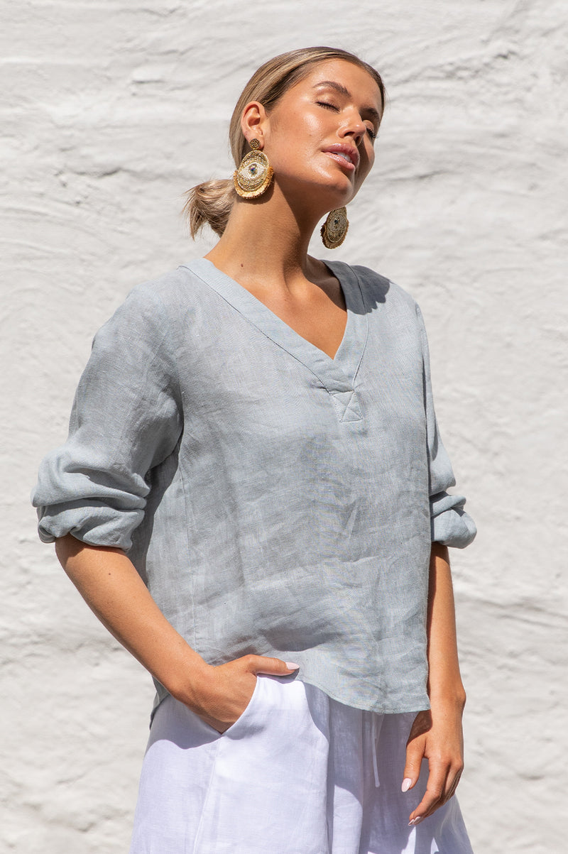 Womens Cotton Linen Tops Blouse Ladies Baggy Long Sleeve Plus Size